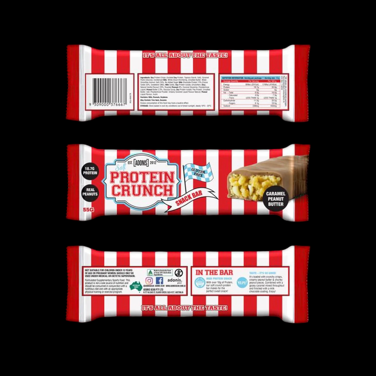 Adonis Protein Bar Soft Crunchy Caramel Peanut Butter 55g