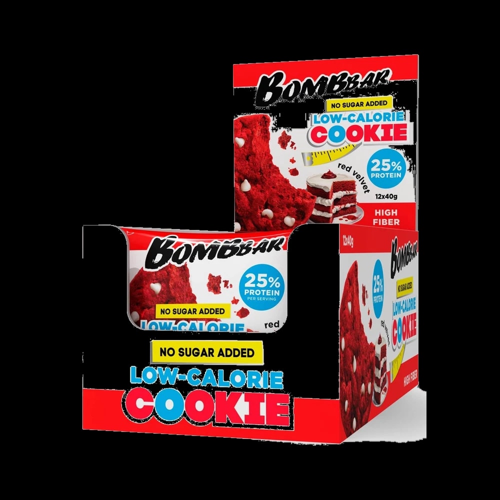 Bombbar Low Calorie Protein Cookie Red Velvet Flavor No Sugar Added 12x40g