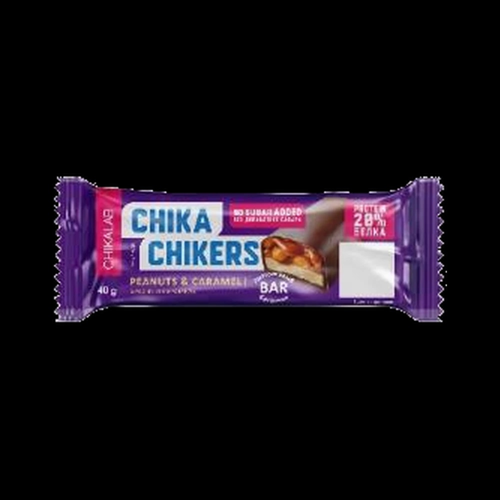 Chikalab Chika Chikers Chocolate-coated Peanut and caramel Protein bar 40g