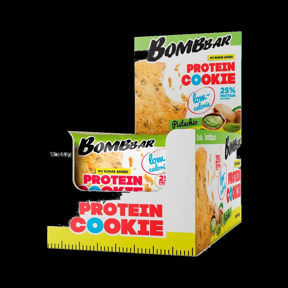 Bombbar Low Calorie Protein Cookie Pistachio Flavor No Sugar Added 12x40g