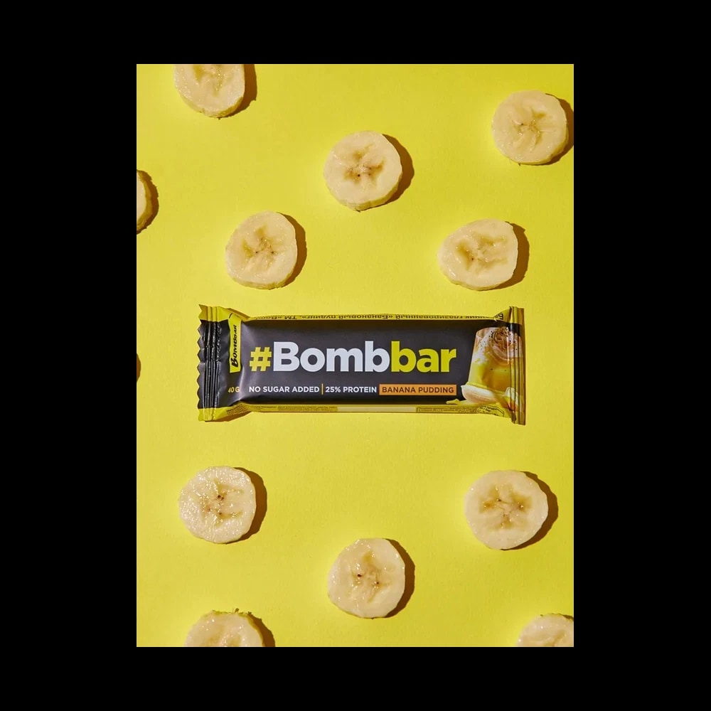 Bombbar Chocolate Covered Protein Bar with Banana Pudding Flavor No Sugar Added 30x40g