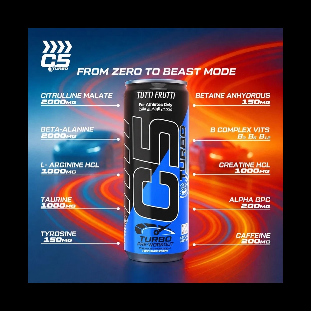 C5 Turbo Pre-Workout Drink - TUTTI FRUTTI 355 ml