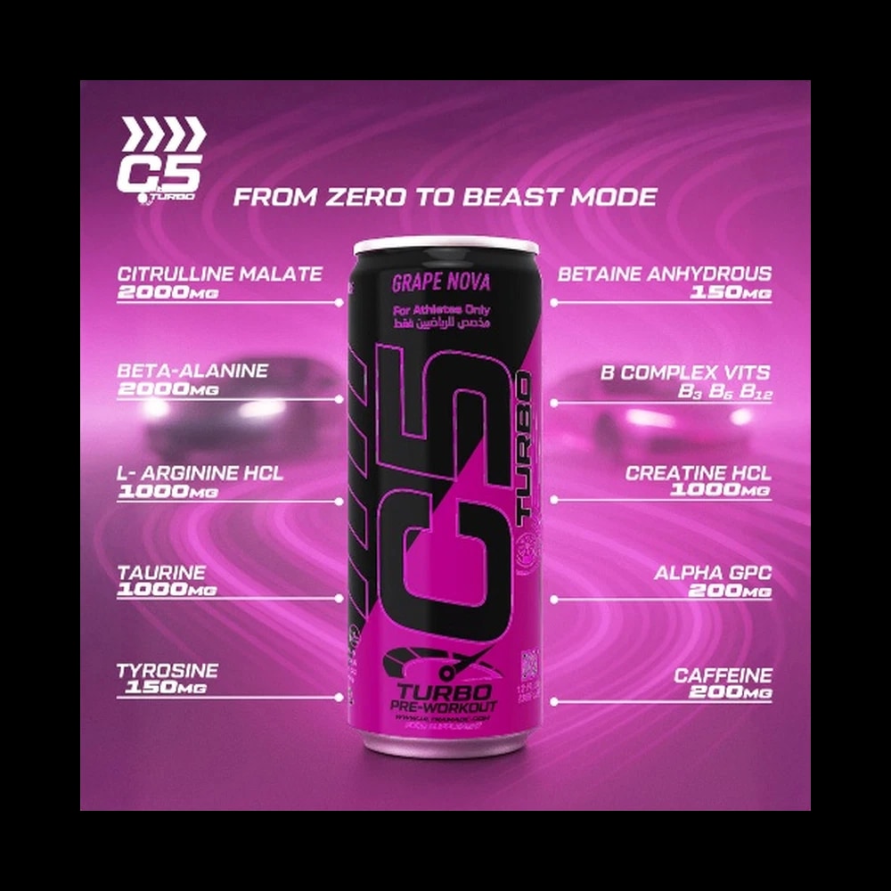 C5 Turbo Pre-Workout Drink - Grape Nova 355 ml