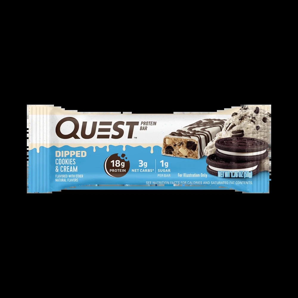 Quest Nutrition PROTEIN BARS 1.76OZ DIPPED COOKIES & CREAM 12PACK * 12PCS 50GM