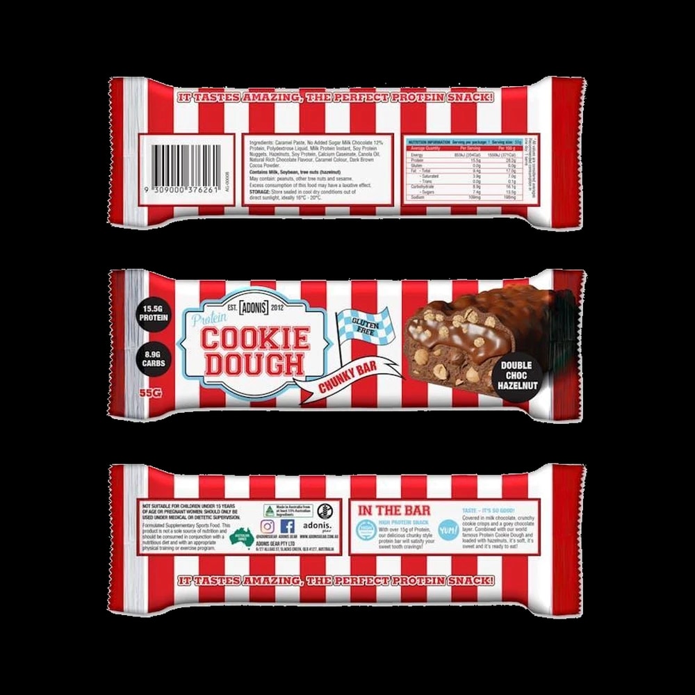 Adonis Protein Bar Cookie Dough Chunky Double Choco Hazelnut 55g