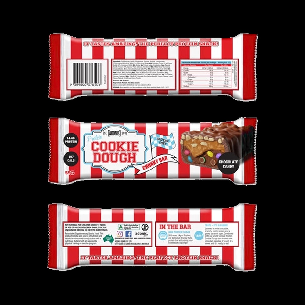 Adonis Protein Bar Cookie Dough Chunky Chocolate Candy 55g
