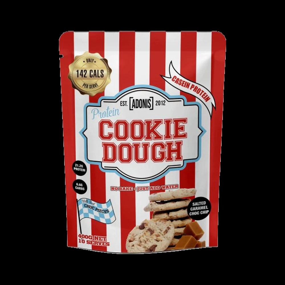 Adonis PROTEIN COOKIE DOUGH Casein Protein Salted Caramel Choc Chip 400g